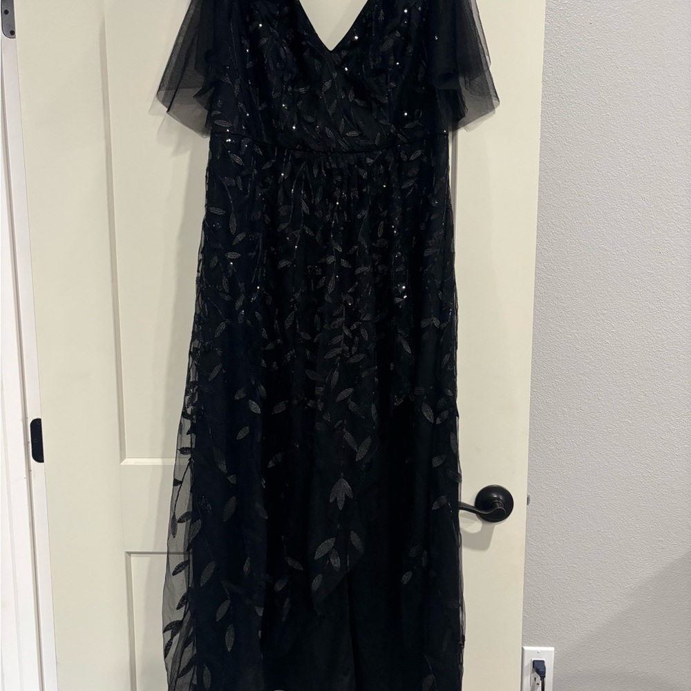 Ever Pretty Black Maxi Dress with Leaf Pattern